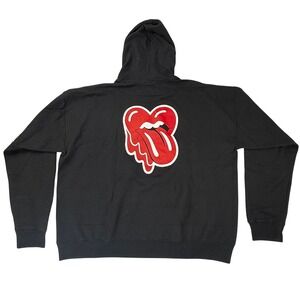 Emotionally Unavailable Black Graphic Heart Tongue Pullover Hoodie Mens XL